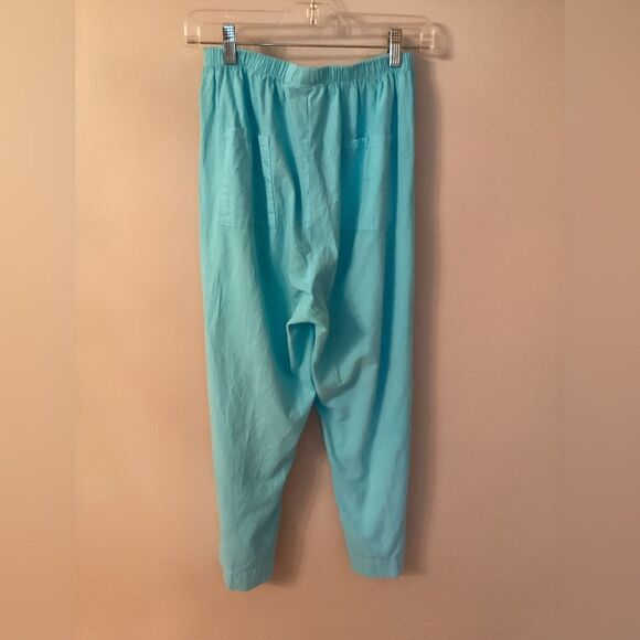FRESH PRODUCE SIZE MEDIUM BRIIGHT BLUE COTTON CROPPED PULL ON PANTS STRAIGHT LEG - Picture 2 of 8